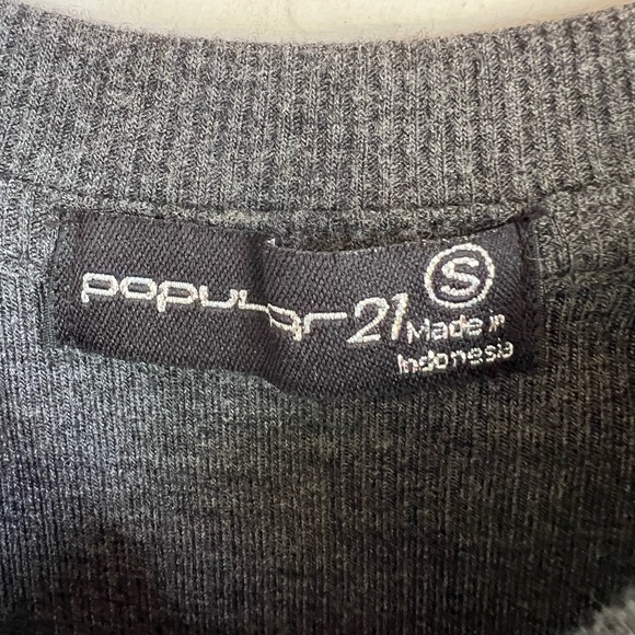 NWOT Popular 21 Grey Ribbed Short Sleeve Tee Shirt Rounded Hem Mini Dress Small - Picture 3 of 5